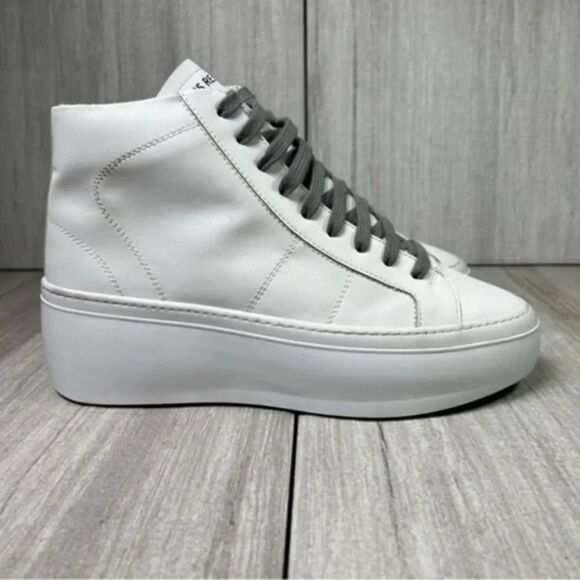 P448 Star Gea Leather Lace Up Chunky Sneaker Boot White Womens Size 7 EUR 37 - Picture 1 of 10